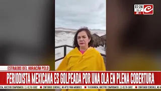 Reporter hit by giant wave during live broadcast. Watch the video
