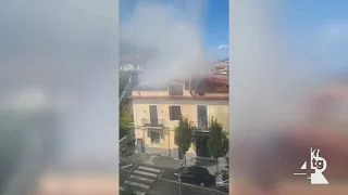 Attic roof fire on Corso Mazzini in Cava de' Tirreni