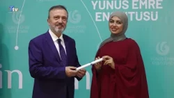 Students who completed the Turkish course at Yunus Emre Institute receive their certificates