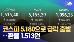 코스피 5,180으로 급락 출발‥환율 1,513원 (2026.03.30/930MBC뉴스)