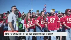 Hundreds of fan line up for "New Heights" Tailgate at Arrowhead