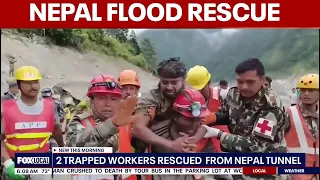 Rescuers pull 2 trapped workers from a tunnel 9 days after Nepal floods | FOX 5 AT 6AM