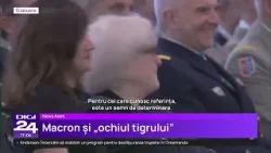 Apariție de senzație a lui Macron. A purtat ochelari de soare în timp ce a susținut un discurs