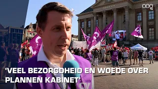 Demonstratie op Grote Markt tegen overheidsbezuinigingen