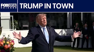 President Trump speaks to Presidents Cup crowd in Chicago area