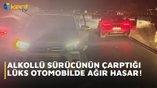 ALKOLLÜ SÜRÜCÜNÜN ÇARPTIĞI LÜKS OTOMOBİLDE AĞIR HASAR!