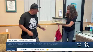 Stolen python reunited with Oceanside snake rescuer