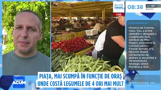 Piața, mai scumpă în funcție de orașul de unde cumperi. Legumele costă de 4 ori mai mult