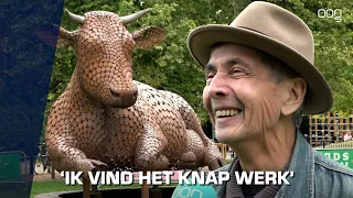 Gigantische koe strijkt neer in Stadspark