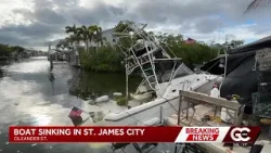 На улице Олеандер в городе Сент-Джеймс загорелось пустое 9-метровое судно.