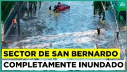 Intensas lluvias inundaron sector industrial de San Bernardo: Al menos dos autos quedaron atrapados