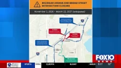 Michigan Avenue,  Broad Street intersection to close for roundabout construction