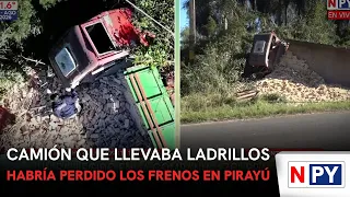 Truck carrying bricks reportedly loses its brakes in Pirayú