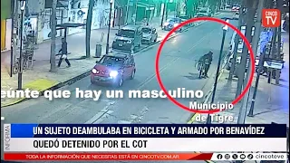 CINCO TV - A MAN WAS ARMED AND RIDING A BICYCLE IN BENAVÍDEZ: HE WAS DETAINED BY THE COT