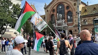 Palesztinpárti szolidaritási tüntetés és Izrael melletti kiállás zajlott szimultán Budapest...