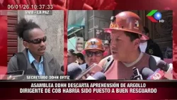 Asamblea Iberoamericana de DDHH descarta aprehensión de Mario Argollo, "Dirigente de la COB fue.