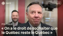 Dernier discours de François Legault comme premier ministre du Québec à l'Assemblée nationale