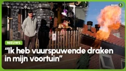 Vuurspuwende draken en draaimolen met clowns in Halloweentuin van Rene uit Ulft