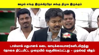 டாஸ்மாக் மதுபானக் கடை வாடிக்கையாளர்களிடமிருந்துதொகை திட்டமிட்ட முறையில் வசூலிக்கப்பட்டது -  விஜய்