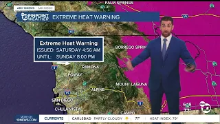 ABC 10News Pinpoint Weather with Max Goldwasser: Heat alerts and now thunderstorm chances too