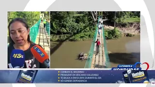 Nuevo puente de hamaca facilitará llegada de estudiantes a escuela de Catacamas