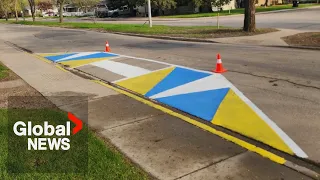 Saskatoon resident paints crosswalk, takes pedestrian safety into own hands