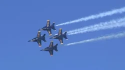 Blue Angels roar back over San Francisco Bay after Friday fog delay