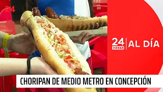 20-inch choripán goes viral at Concepción festival | 24 Horas TVN Chile