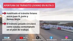 Apertura de tránsito liviano en ruta 3