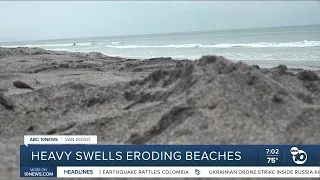 Popular North County beach loses most of its sand amid heavy swells