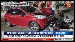 CINCO TV - IMPACTANTE ACCIDENTE VIAL : EL CONDUCTOR DE UNA MOTO Y SU ACOMPAÑANTE VOLARON POR EL AIRE