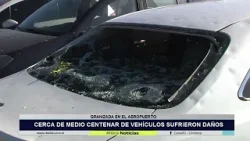 La granizada dañó varios vehículos en el aeropuerto