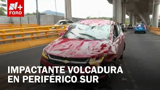 Car Flips on Luis Cabrera and Periférico in Magdalena Contreras, Mexico City