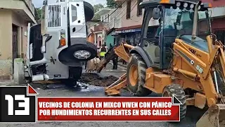 Residents of a neighborhood in Mixco live in fear due to recurring sinkholes in their streets