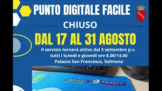Digital service point closed from August 17th to August 31st