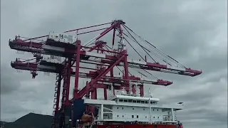 Two container cranes arrive at the Port of Guaymas