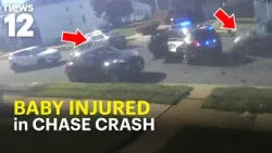 Caught on Camera: Suspect crashes into family's car during police chase, baby hurt