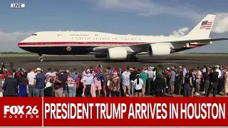 President Trump arrives in Houston for Thursday private fundraiser, NASA event