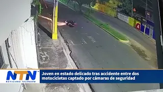 Young woman in critical condition after motorcycle accident captured on security cameras