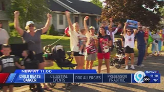 A big surprise for a three-year-old who just beat cancer with a special welcome home