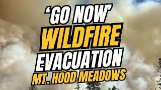 Mt. Hood Meadows 6 miles from perimeter of Grasshopper Fire, ash falling from sky