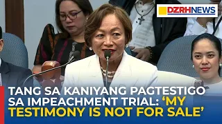 Cabotaje-Tang, iginiit na walang kapalit ang kaniyang pagharap sa impeachment trial