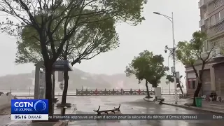 Typhoon weakens to tropical storm after making landfall Sunday evening in Zhejiang