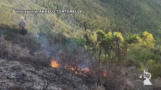 Arsonists at work, flames on Mount Caruso