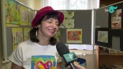 Rutkai Bori képzőművész a  gyerekkönyvtárban