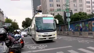 Manifestantes Llegan en al Menos 40 Autobuses para Marcha por Ayotzinapa