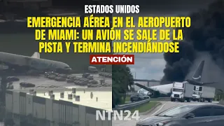 Aviation emergency at Miami airport: plane runs off the runway and catches fire
