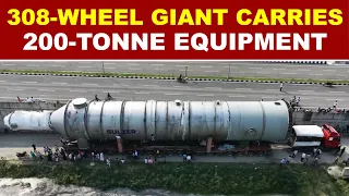 Uttar Pradesh: 308-Wheel Truck Carries 200-Tonne Belgian Biopolymer Plant Equipment Through Varanasi