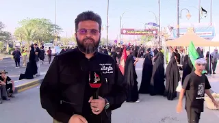 تغطية لمسير زوار الأمام الحسين عليه السلام محمور بغداد - كربلاء - مدينةسيد الأوصياء للزائرين