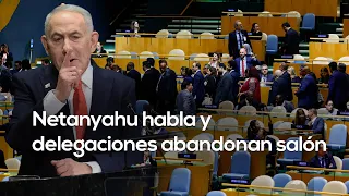 Netanyahu speaks before the UN and dozens of delegations leave the hall
